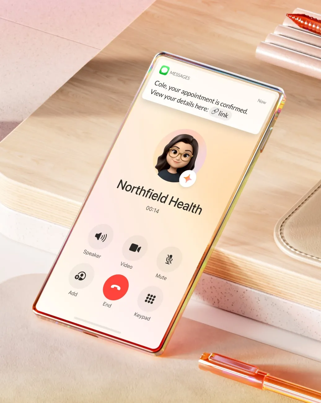 Ongoing call utilizing the RingCentral AI Receptionist feature on the mobile app