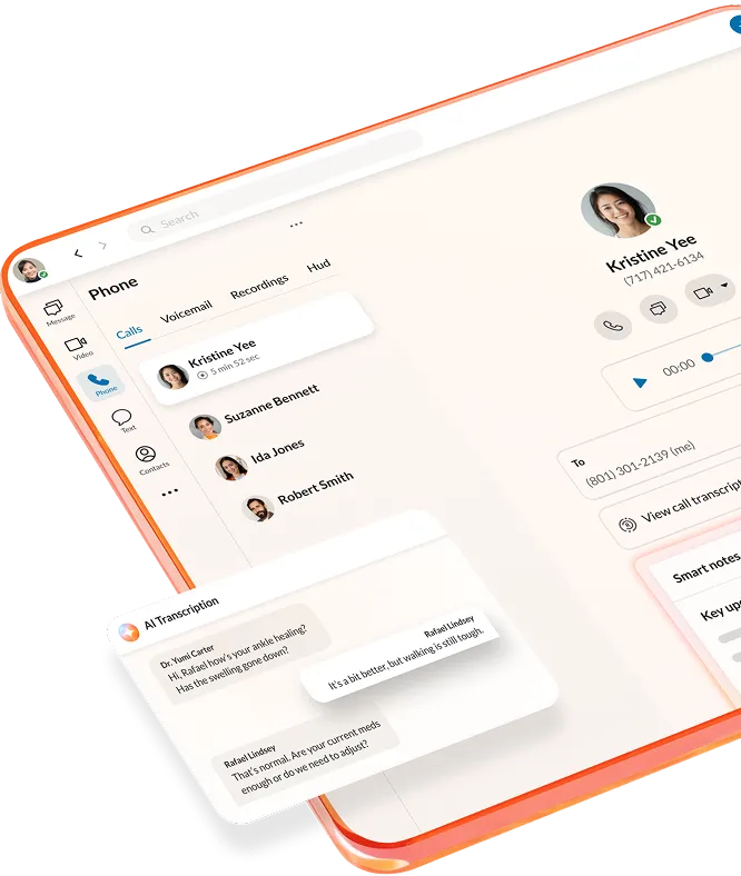 Función de resumen de llamadas mostrada en la aplicación de escritorio RingCentral RingEX