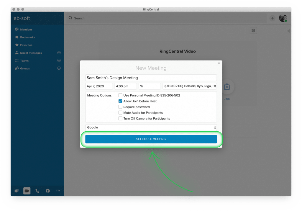 Password protect your meetings on RingCentral Video