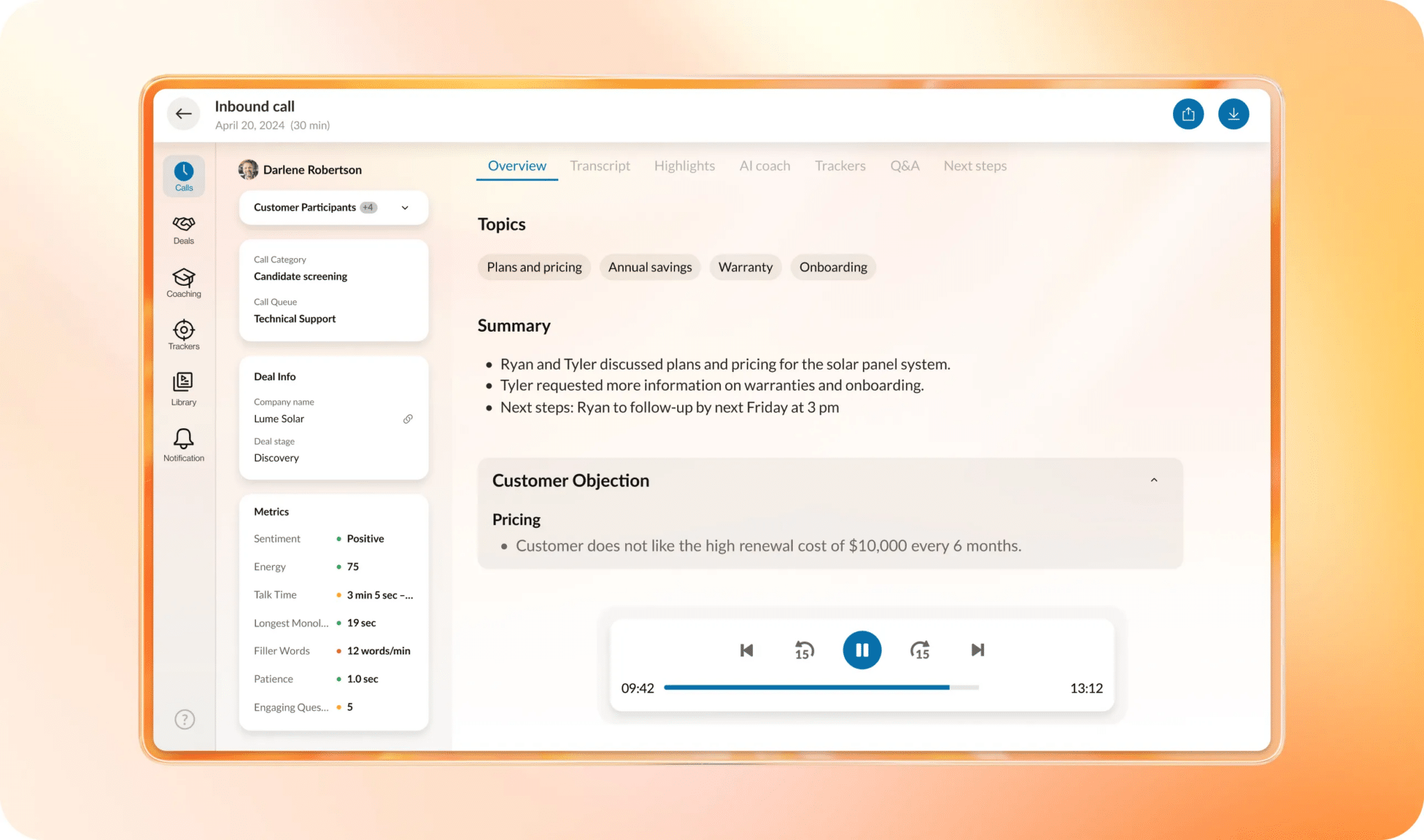AI Conversation Expert connects with your CRM so full customer context is available to reps