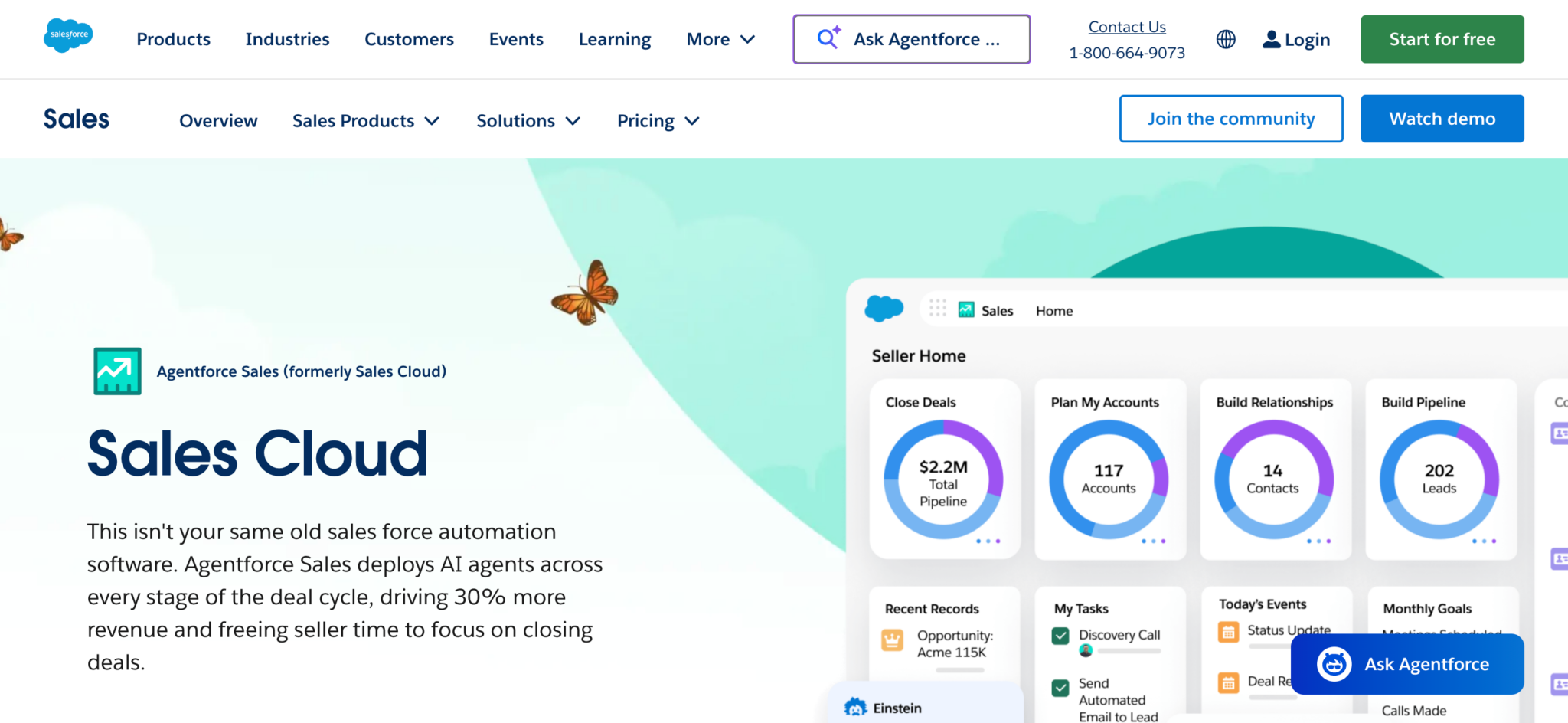 Salesforce Sales Cloud CRM platform with AI-powered sales automation and pipeline management