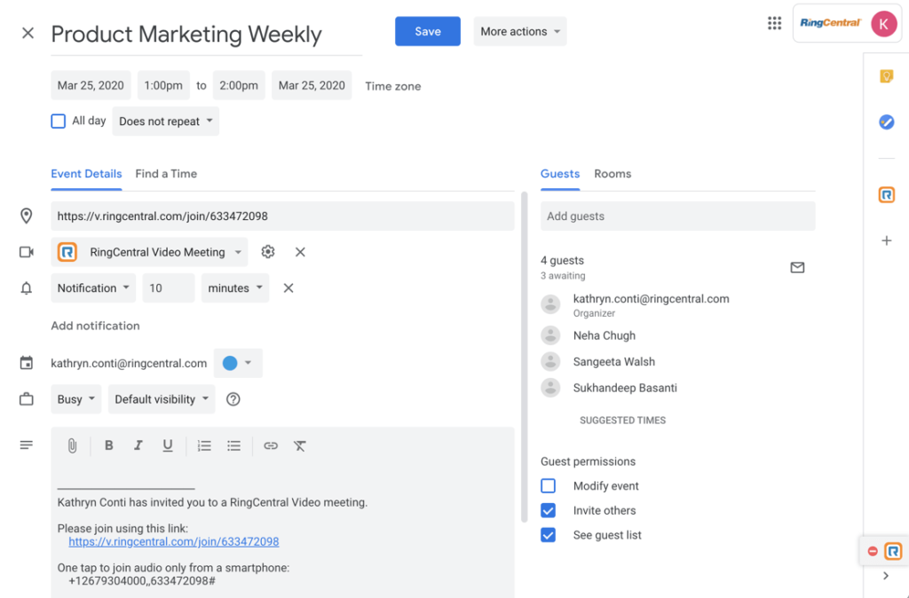 better meeting invites in google calendar