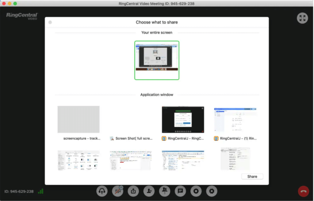 RingCentral Glip screen sharing