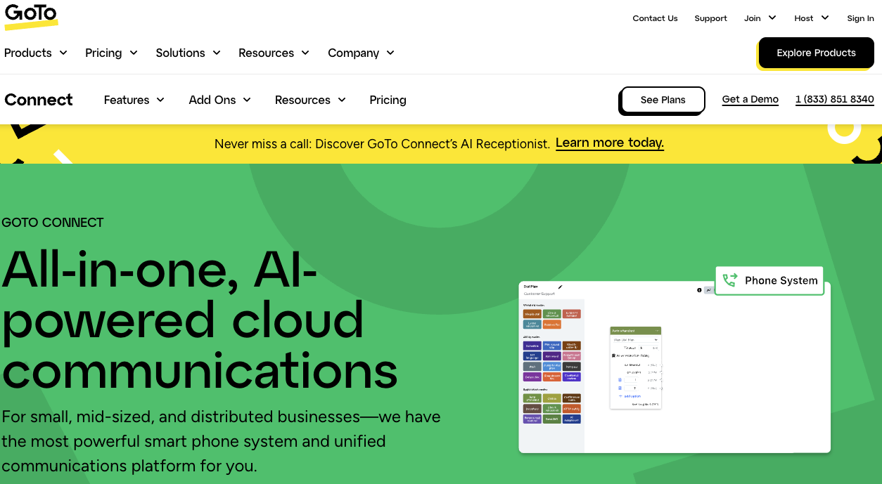 GoTo Connect offers UCaaS services for small and mid-sized businesses.