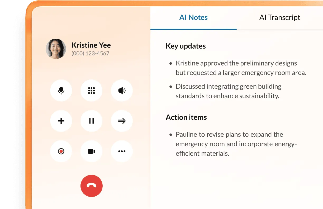 RingEX offers built-in AI that takes notes and transcribes calls.