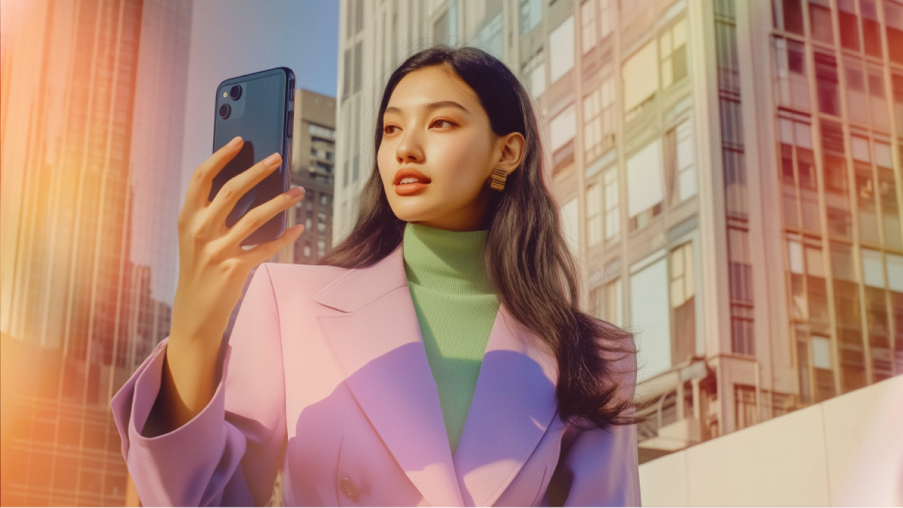 Woman on her phone in business suit