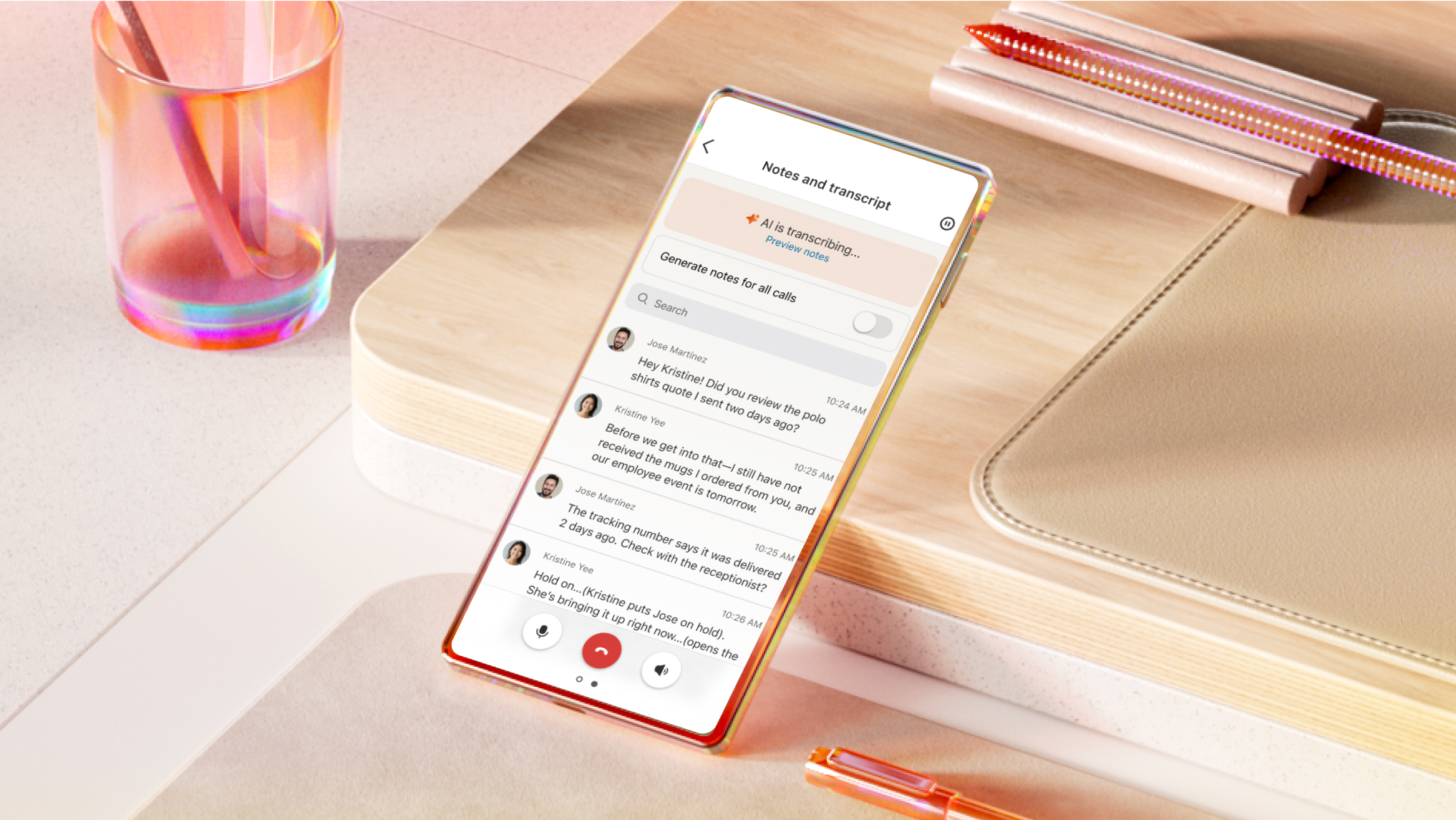RingCentral AI Assist phone on table