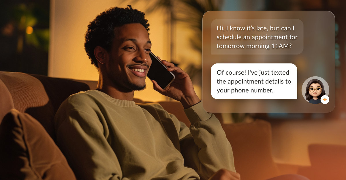 Man on phone with AI receptionist