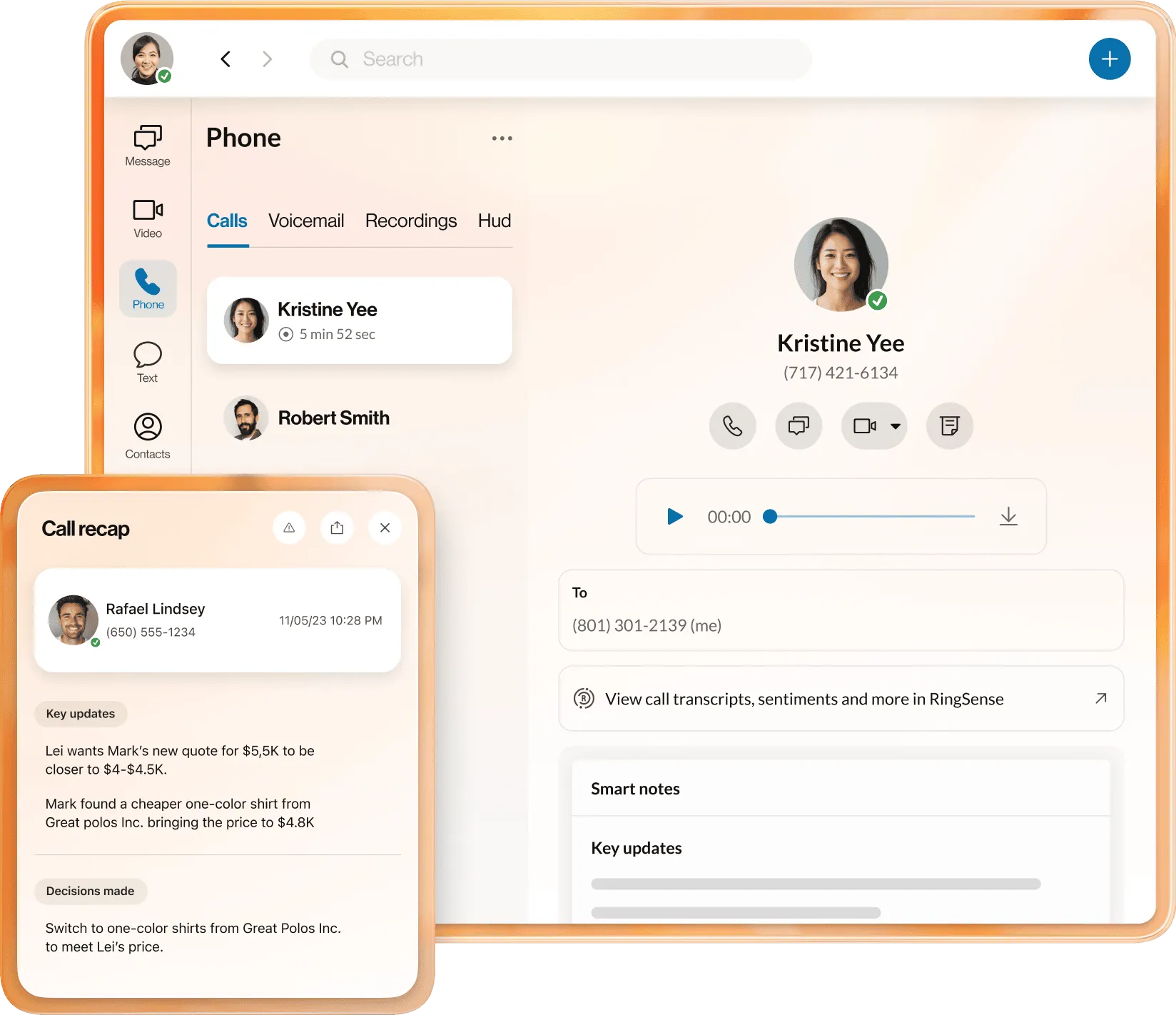 RingEX uses AI to summarize meetings and calls
