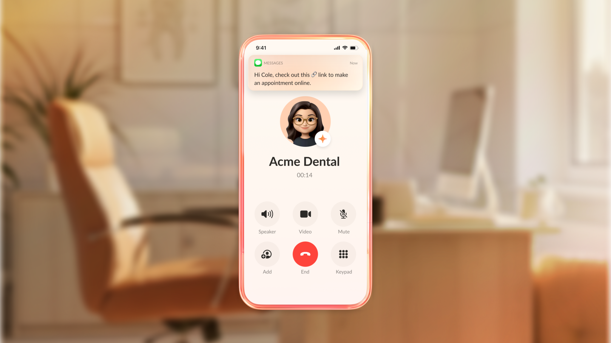 AI Receptionist handling autonomous dental appointment booking on mobile