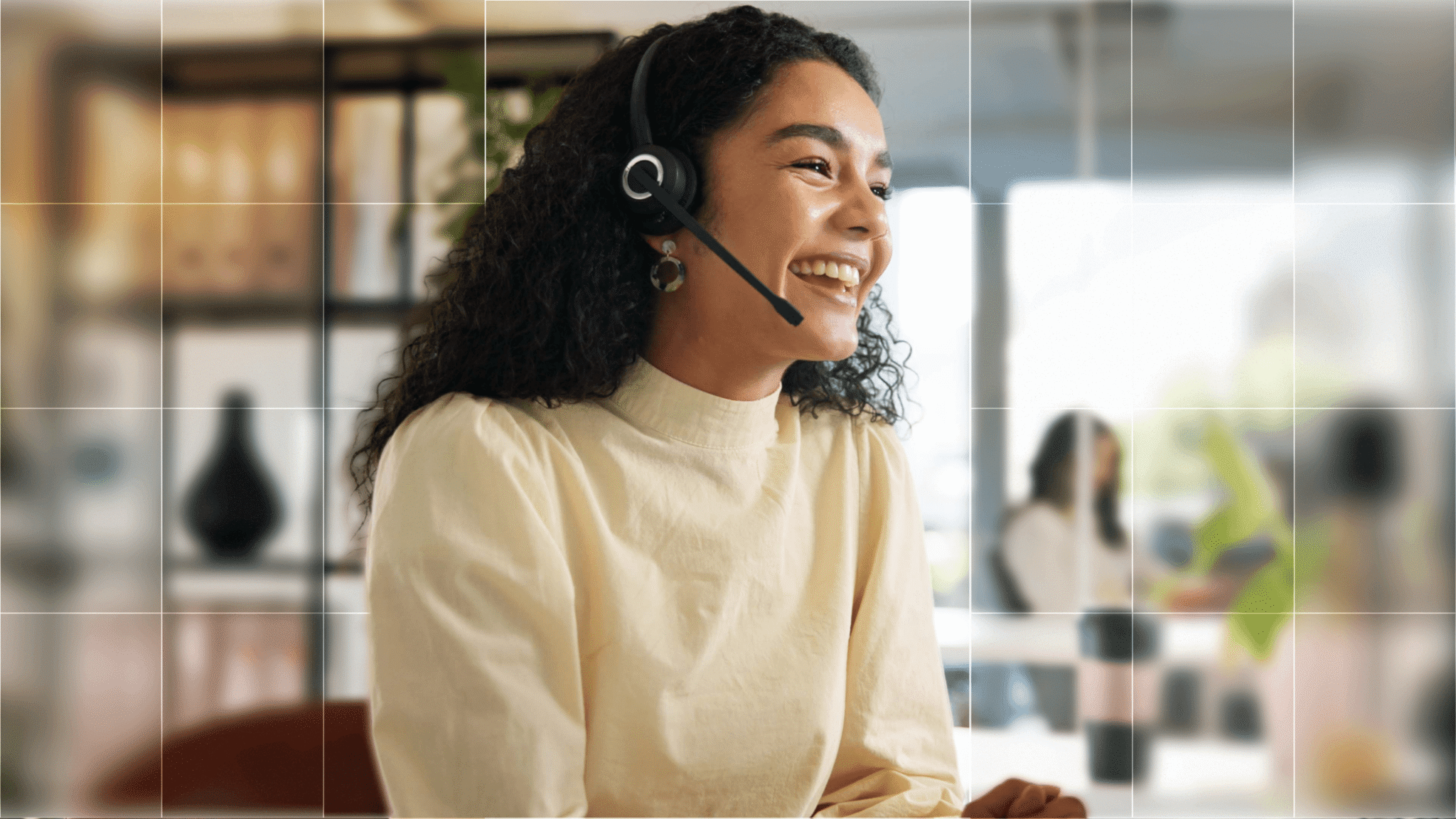 Female support agent using RingCentral as Fireflies alternative