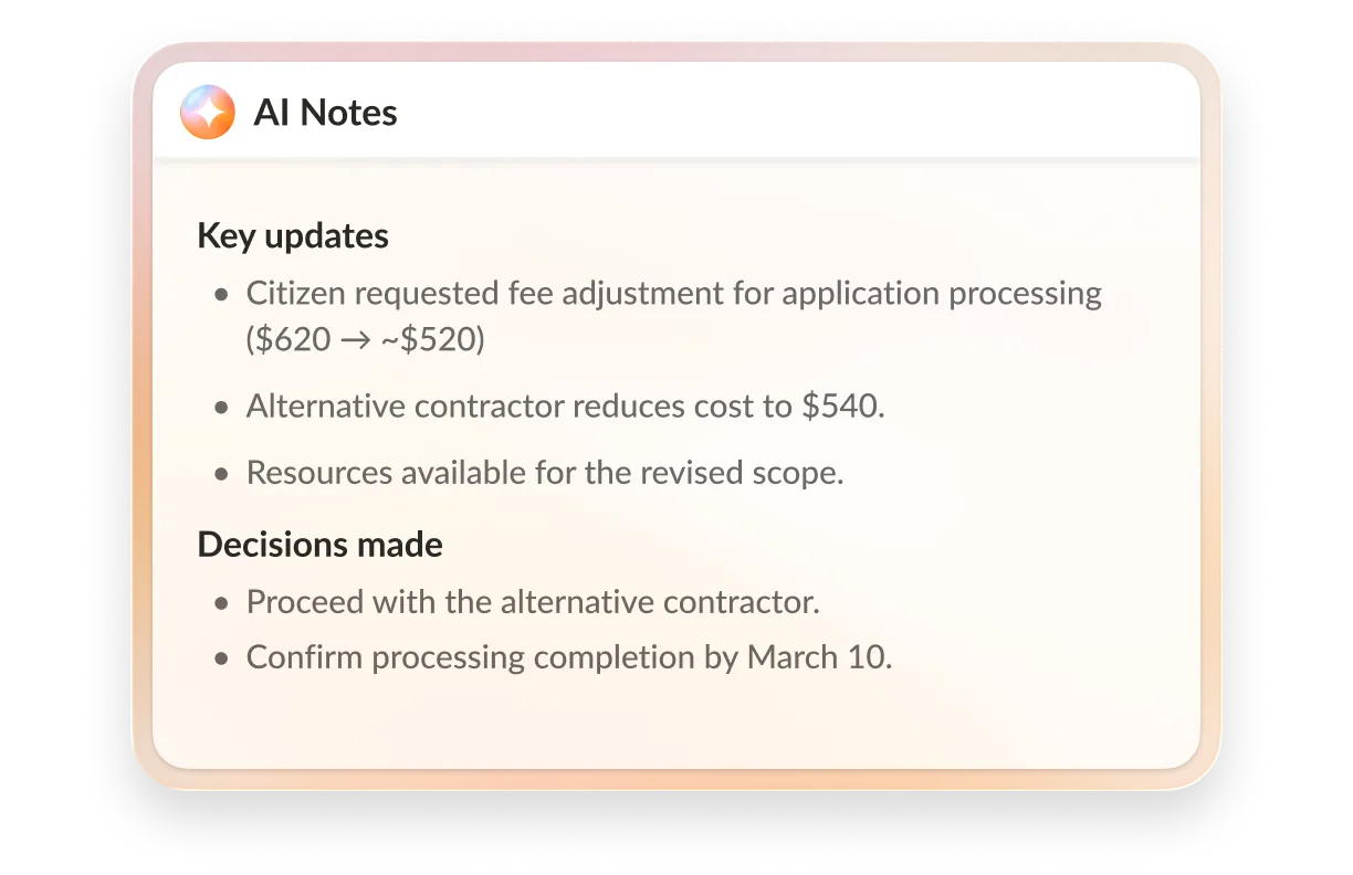 Government contact center tools often include features like AI summaries and transcripts.
