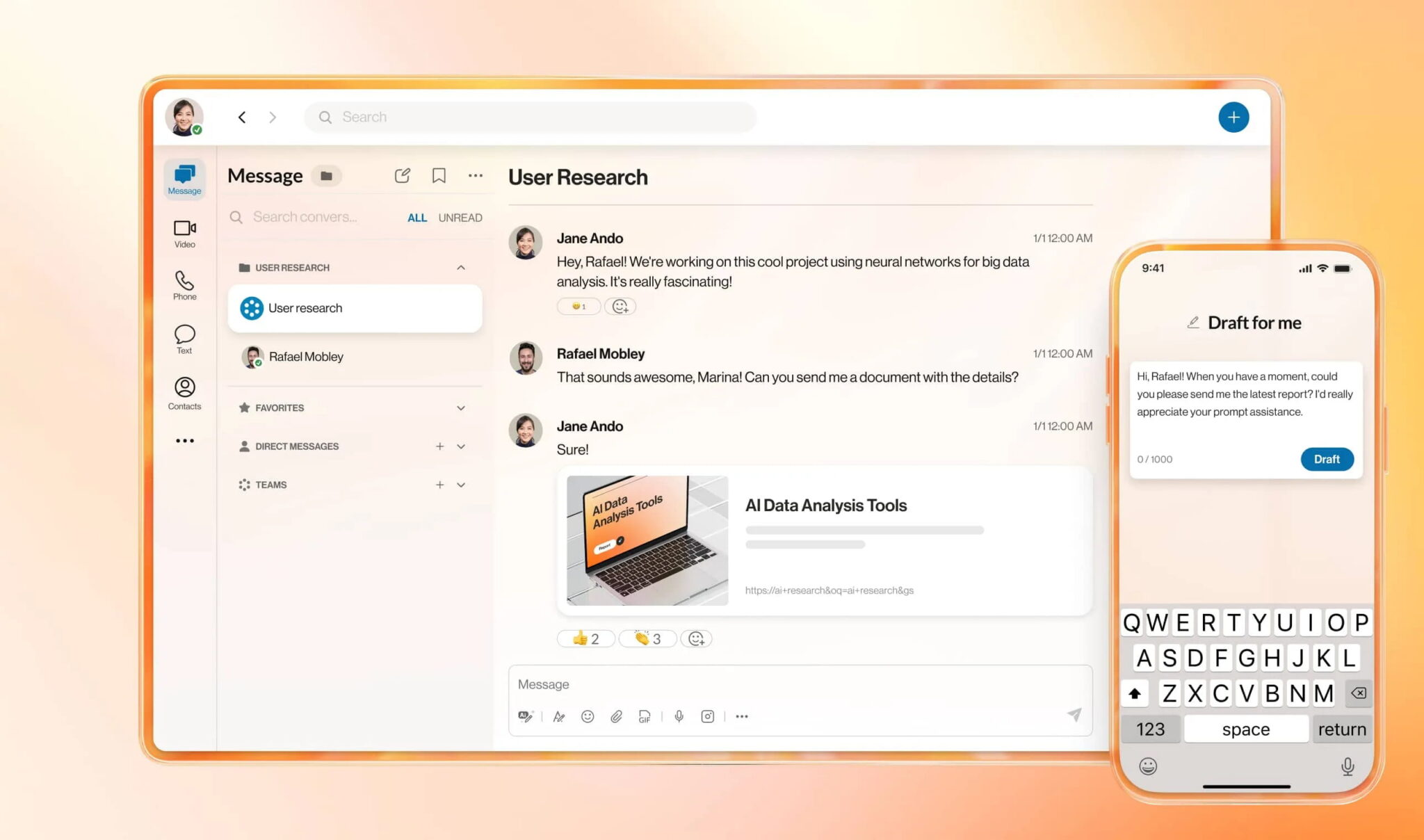 UCaaS platforms like RingEX often include team messaging options.