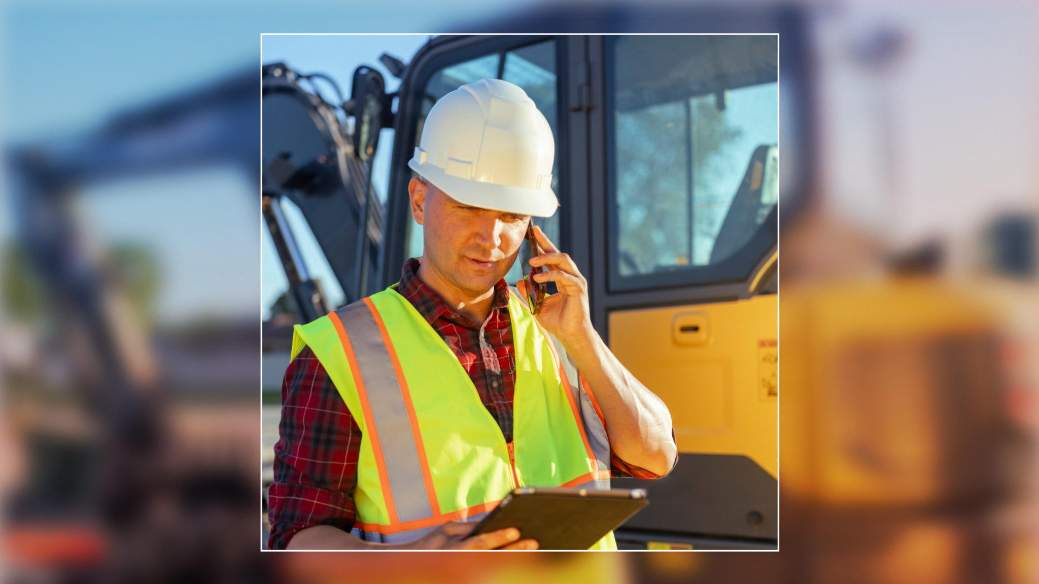 Construction worker on site excavator 811