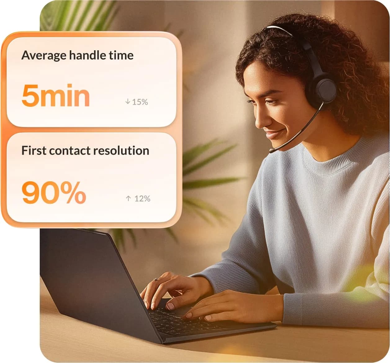 RingCX AVA Supervisor Assist tracks metrics like average handle time and first contact resolution across 100% of customer interactions