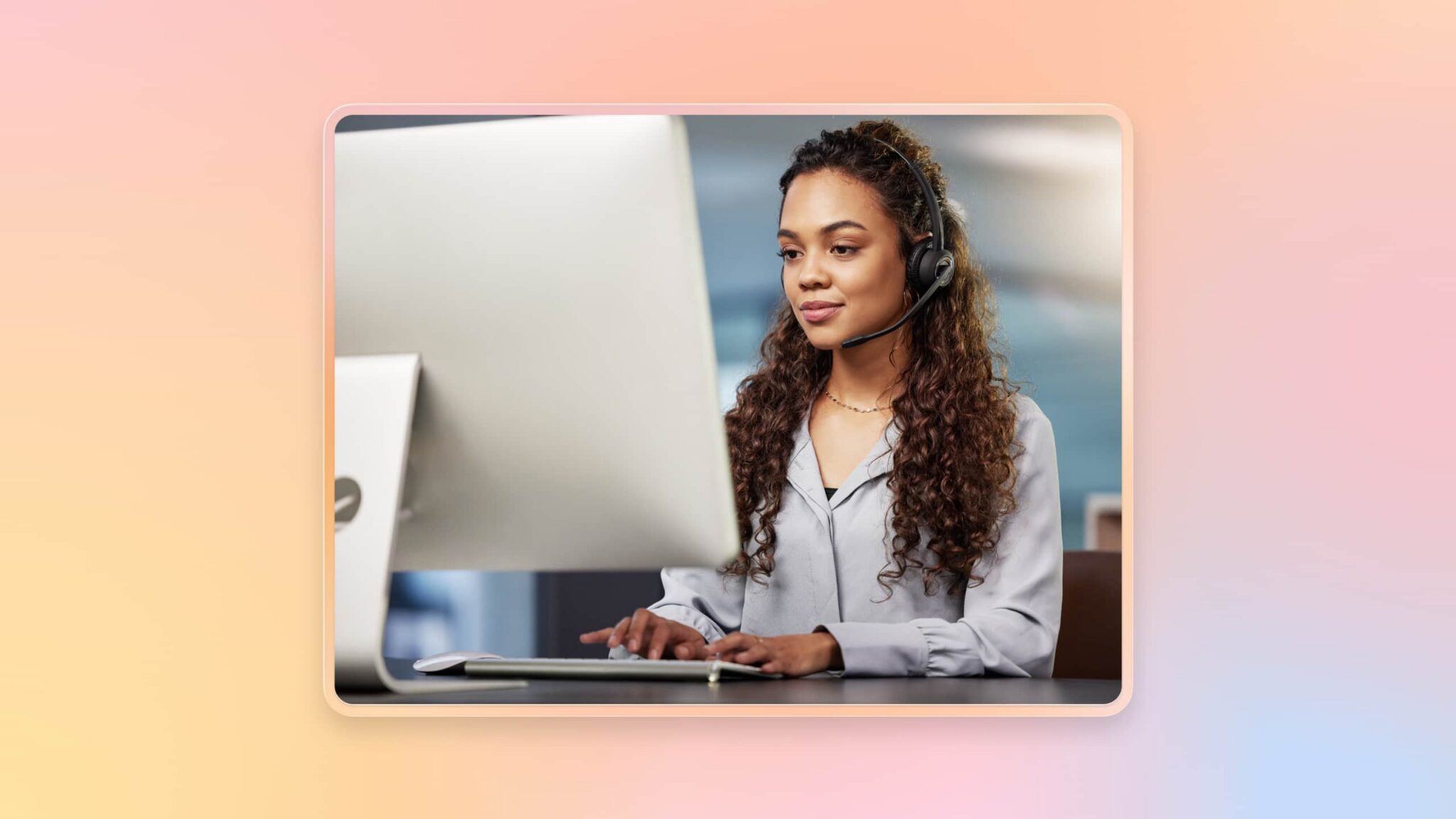 female agent managing customer handoff from RingCentral AI Receptionist.
