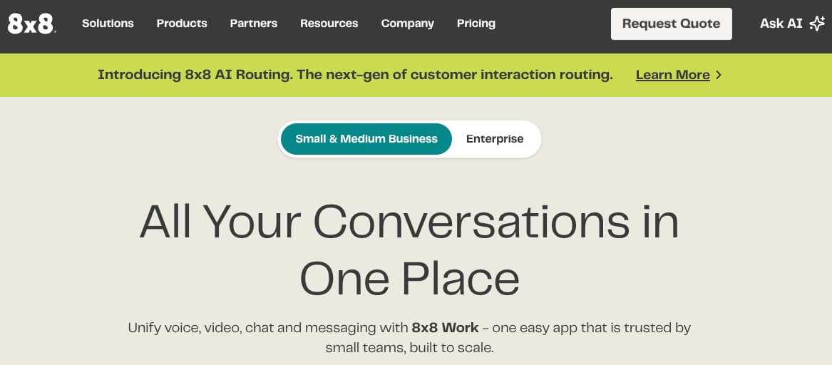 8x8’s UCaaS platform unifies voice, video, messaging, and chat