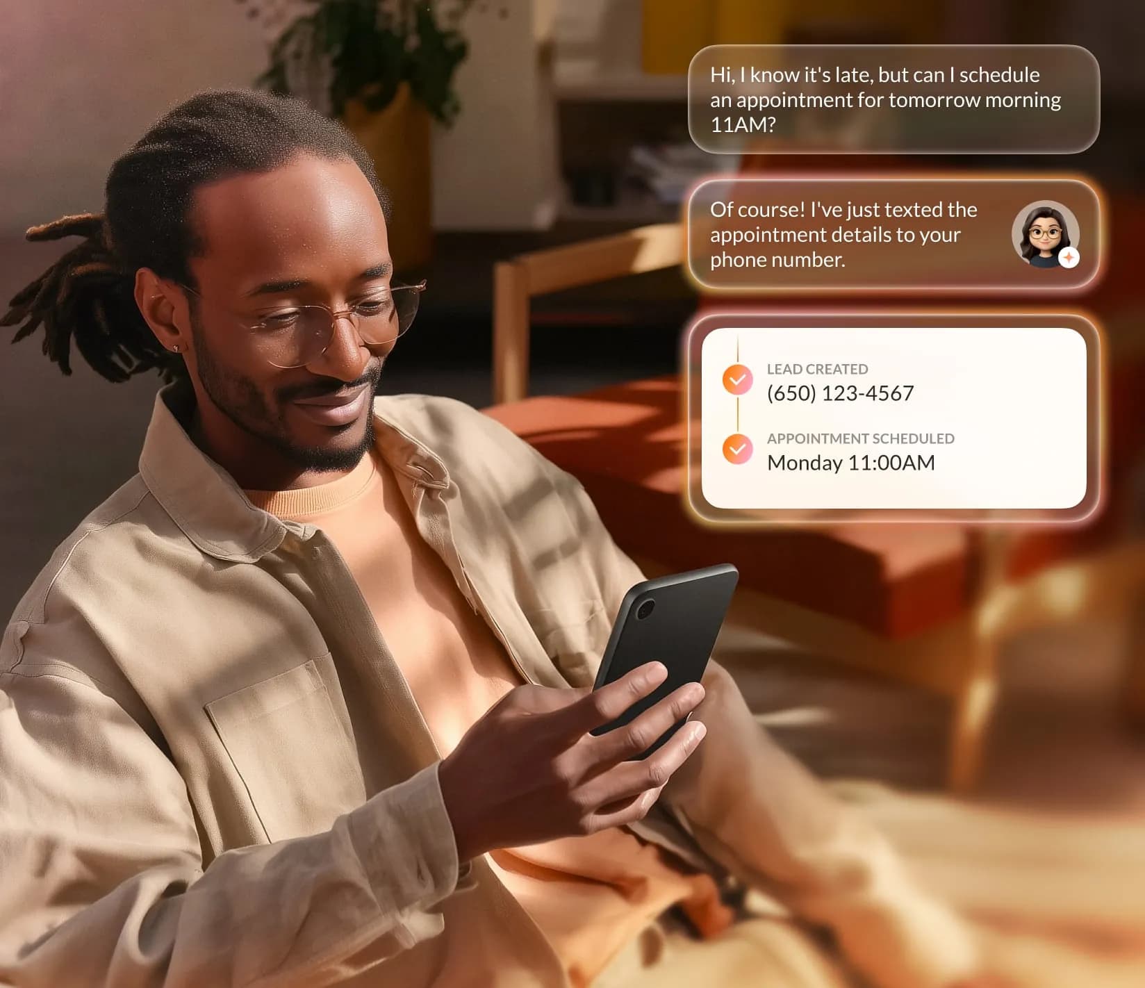 RingCentral AI Receptionist can schedule appointments and create leads.